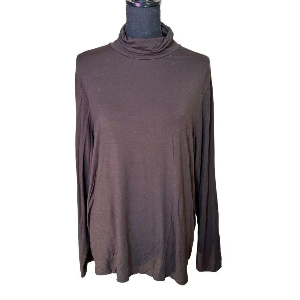 by Chico's Women Brown Long Sleeve Tunic Cowl Collar Plus Sz 3